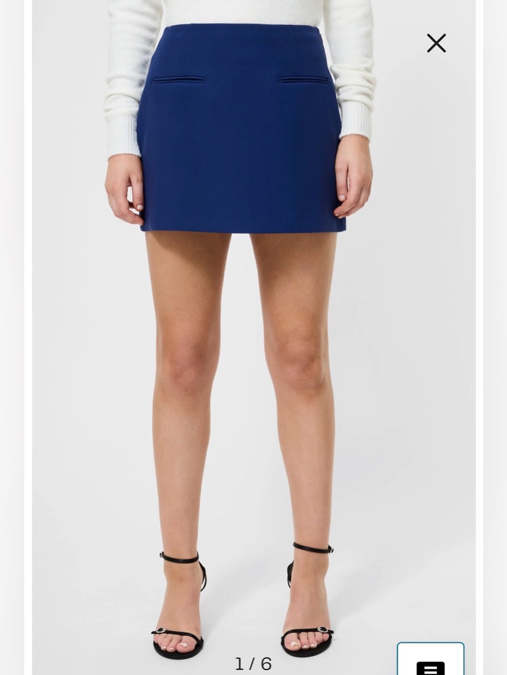 NWT- French Connection Azra Stretch Twill Miniskirt, Royal Blue, size 10